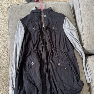 Torrid Black and Gray hooded Jacket with Button Details